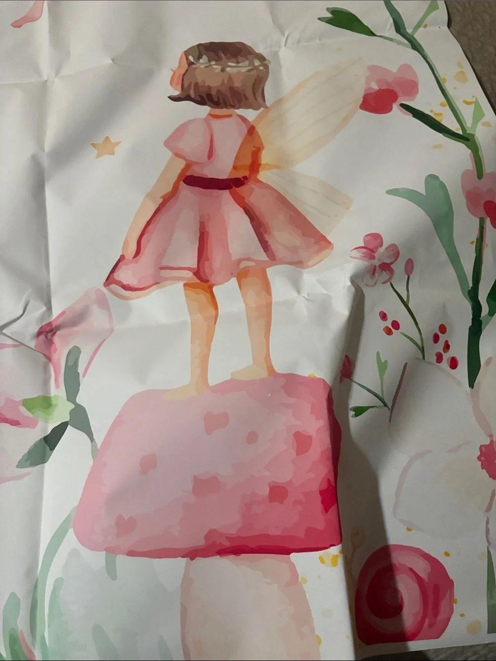 Banner for a baby shower- Pink Floral Fairy Design 39x59